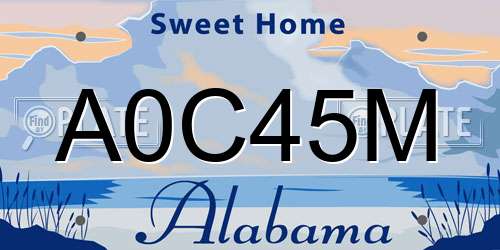 A0C45M Alabama License Plate