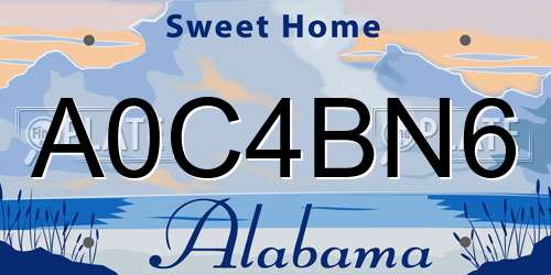 A0C4BN6 Alabama License Plate