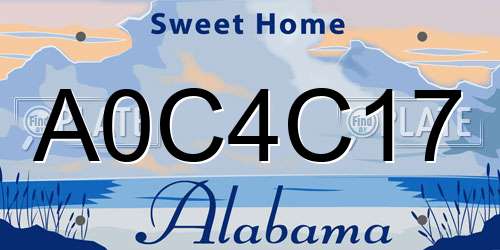 A0C4C17 Alabama License Plate