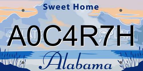 A0C4R7H Alabama License Plate