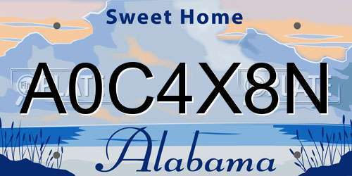 A0C4X8N Alabama License Plate