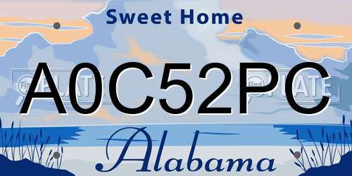 A0C52PC Alabama License Plate