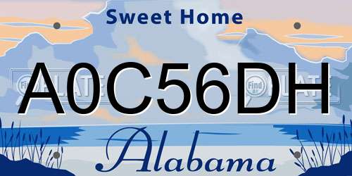 A0C56DH Alabama License Plate