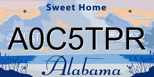 A0C5TPR Alabama License Plate