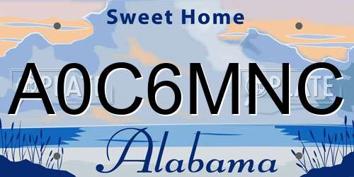A0C6MNC Alabama License Plate
