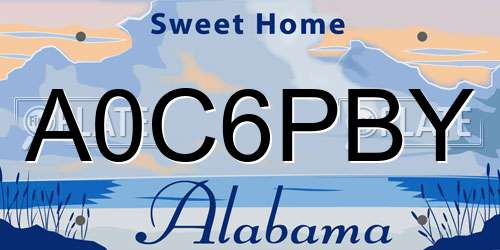 A0C6PBY Alabama License Plate
