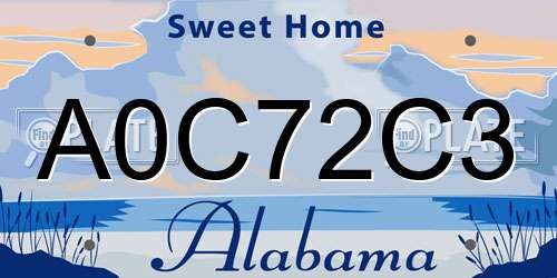 A0C72C3 Alabama License Plate