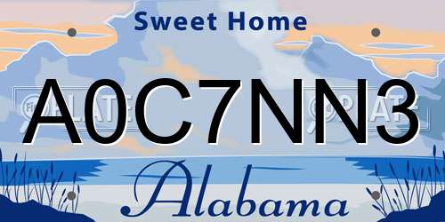 A0C7NN3 Alabama License Plate
