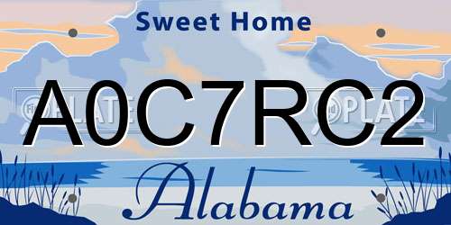 A0C7RC2 Alabama License Plate