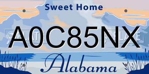 A0C85NX Alabama License Plate