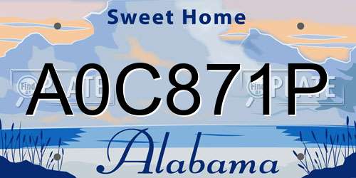 A0C871P Alabama License Plate