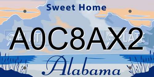A0C8AX2 Alabama License Plate
