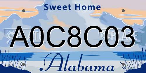 A0C8C03 Alabama License Plate