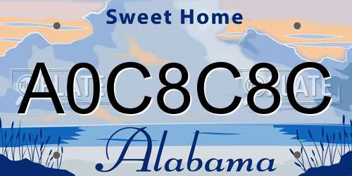 A0C8C8C Alabama License Plate