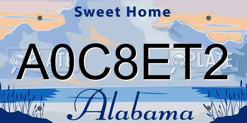 A0C8ET2 Alabama License Plate