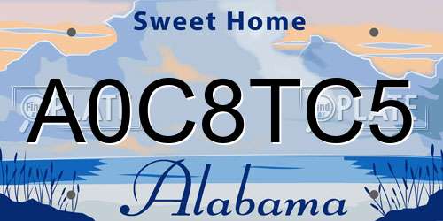 A0C8TC5 Alabama License Plate