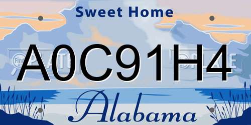 A0C91H4 Alabama License Plate