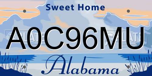 A0C96MU Alabama License Plate