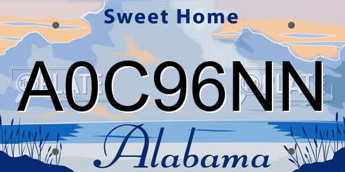 A0C96NN Alabama License Plate