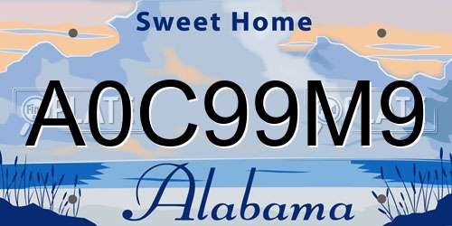 A0C99M9 Alabama License Plate
