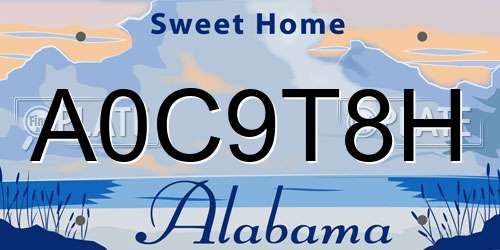 A0C9T8H Alabama License Plate