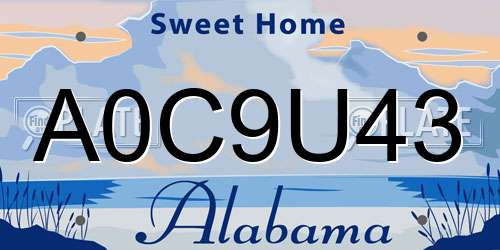 A0C9U43 Alabama License Plate