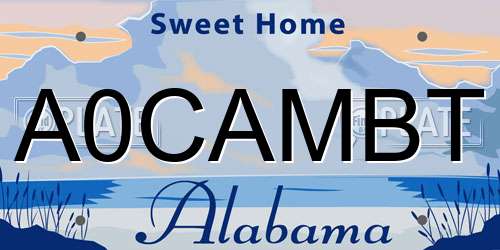 A0CAMBT Alabama License Plate