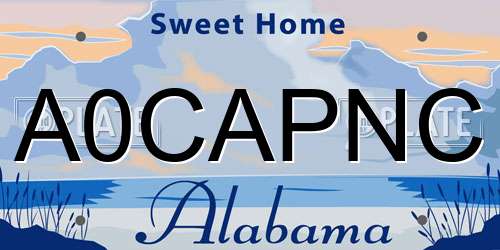 A0CAPNC Alabama License Plate