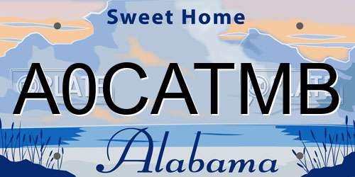 A0CATMB Alabama License Plate