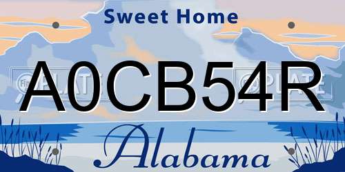 A0CB54R Alabama License Plate