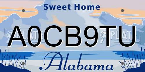 A0CB9TU Alabama License Plate