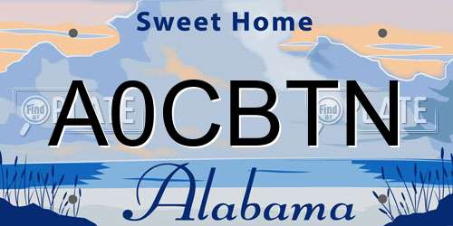 A0CBTN Alabama License Plate