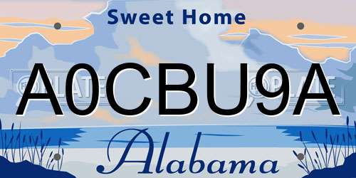 A0CBU9A Alabama License Plate