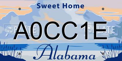 A0CC1E Alabama License Plate