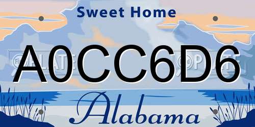 A0CC6D6 Alabama License Plate