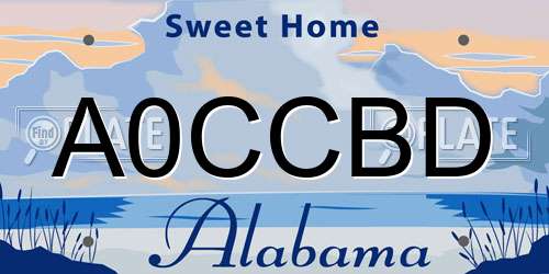A0CCBD Alabama License Plate