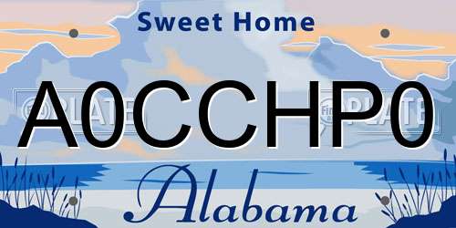 A0CCHP0 Alabama License Plate