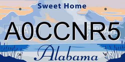 A0CCNR5 Alabama License Plate