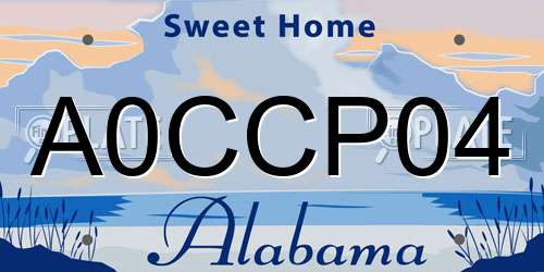 A0CCP04 Alabama License Plate