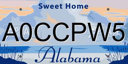 A0CCPW5 Alabama License Plate