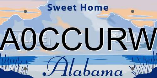 A0CCURW Alabama License Plate