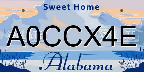 A0CCX4E Alabama License Plate