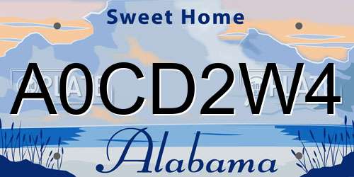 A0CD2W4 Alabama License Plate
