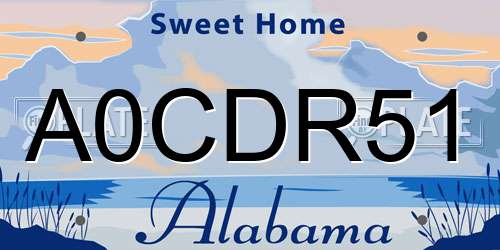 A0CDR51 Alabama License Plate
