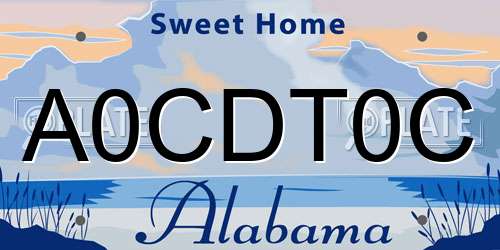 A0CDT0C Alabama License Plate
