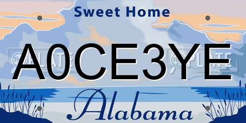 A0CE3YE Alabama License Plate