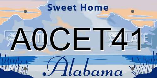 A0CET41 Alabama License Plate