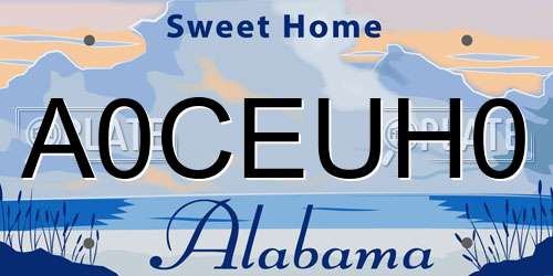 A0CEUH0 Alabama License Plate