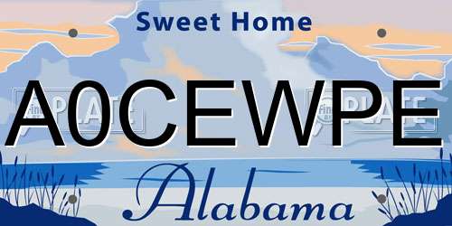 A0CEWPE Alabama License Plate