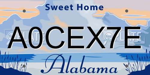 A0CEX7E Alabama License Plate